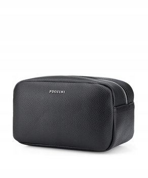 Kosmetyczka Męska Podróżna Duża Pojemna Skóra Ekologiczna Czarna QML012-1 - PUCCINI