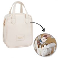 Kosmetyczka organizer na kosmetyki z rączką 17,5x8,5x19cm biała KS128B eCarla