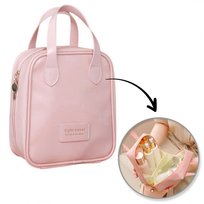Kosmetyczka organizer na kosmetyki z rączką 17,5x8,5x19cm różowa KS128R eCarla