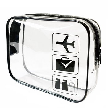 Kosmetyczka podróżna z certyfikatem TSA Approved 3-1-1 na płyny kosmetyki do samolotu bagażu podręcznego na lotnisko 1L (Czarny) - D-pro