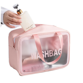 Kosmetyczka przezroczysta podróżna WASHBAG różowa - Imchex