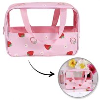 Kosmetyczka Rozkładana Przenośna Kuferek M 31x10x20cm Truskawki eCarla