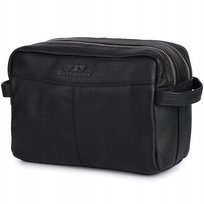 Kosmetyczka Saszetka Skórzana Duża Podróżna Elegancka Organizer Czarna Beltimore