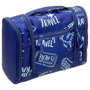 Kosmetyczka, Travel, Napisy, Niebieski - Empik