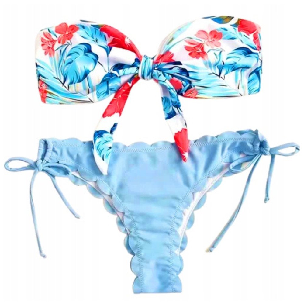 Sapphire Kostium Bikini Brazylijskie Strój Opaska Bandeou Kwiaty Dwuczęściowy Hit L