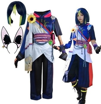 Kostium Tighnari Genshin Impact Anime Cosplay 158/164 S Peruka Uszy - Hopki