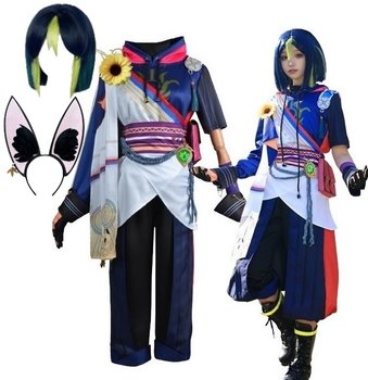 Kostium Tighnari Genshin Impact Anime Cosplay 170/176 L Peruka Uszy - Hopki