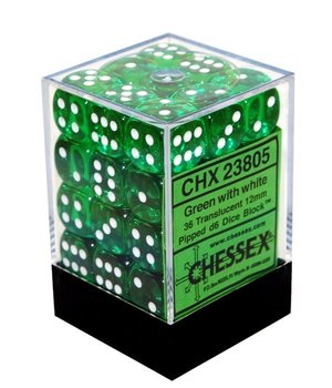 Kostki Chessex Green K6 12mm 36szt. +pudełko - Chessex