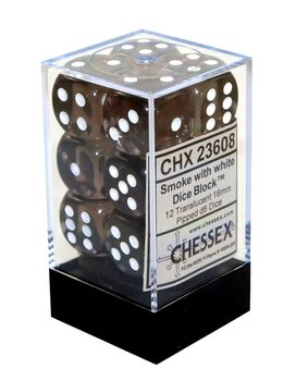 Kostki Chessex Smoke K6 16mm 12szt. +pudełko - Chessex