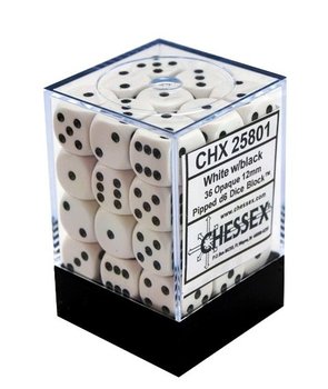 Kostki K6 12mm Chessex White 36 szt. + pudełko - Chessex
