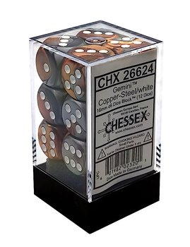 Kostki K6 16mm Chessex Gemini Copper-Steel 12szt. - Chessex