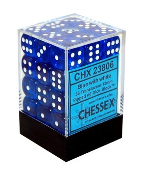 Kostki, K6 Blue, niebieski, 12 mm, 36 szt.  Chessex - Chessex
