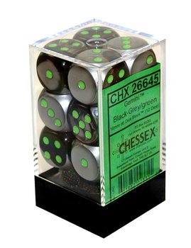 Kostki, K6 Gemini, zielony, 16 mm, 12 szt.  Chessex - Chessex