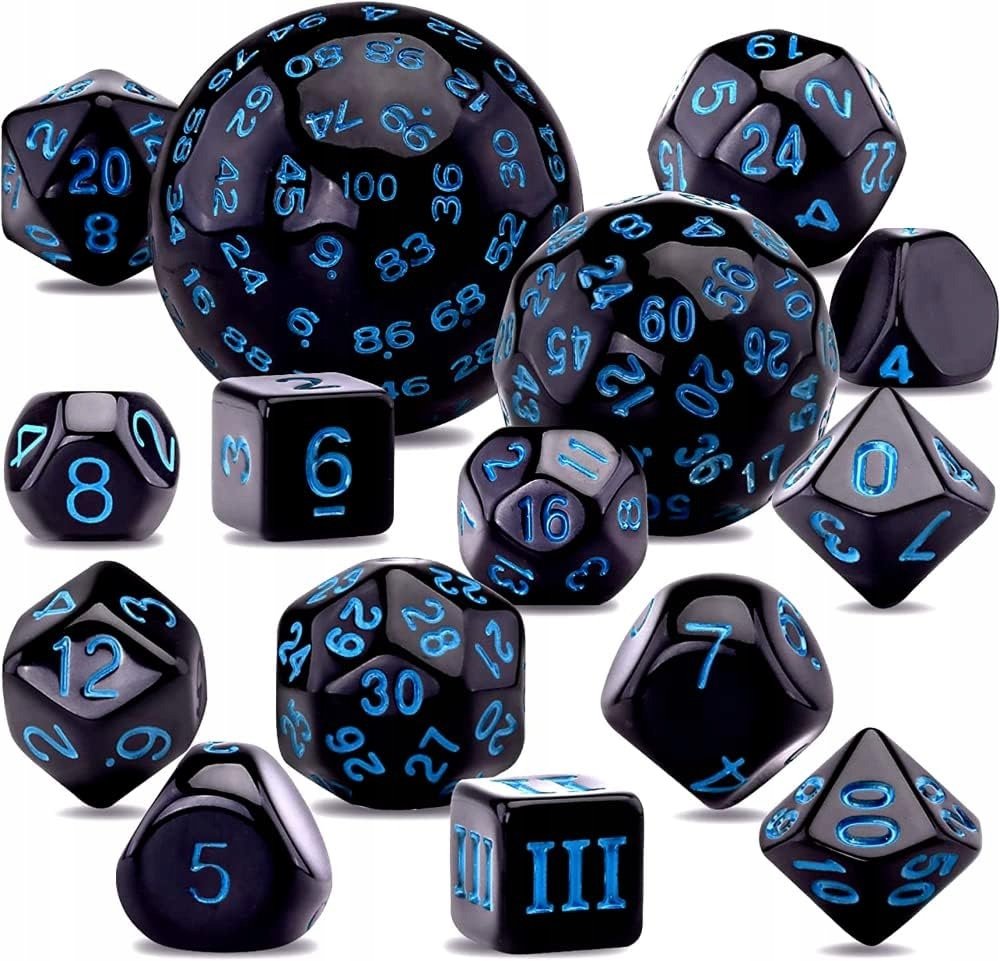 Kostki Kości Wielościenne do Gry Dungeons and Dragons Błyszczące x15