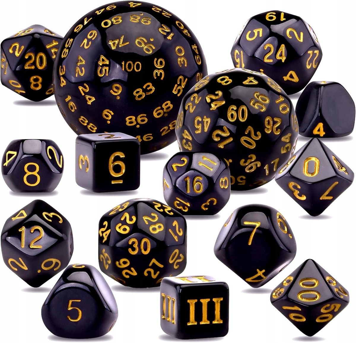 Kostki Kości Wielościenne do Gry Dungeons and Dragons Błyszczące x15