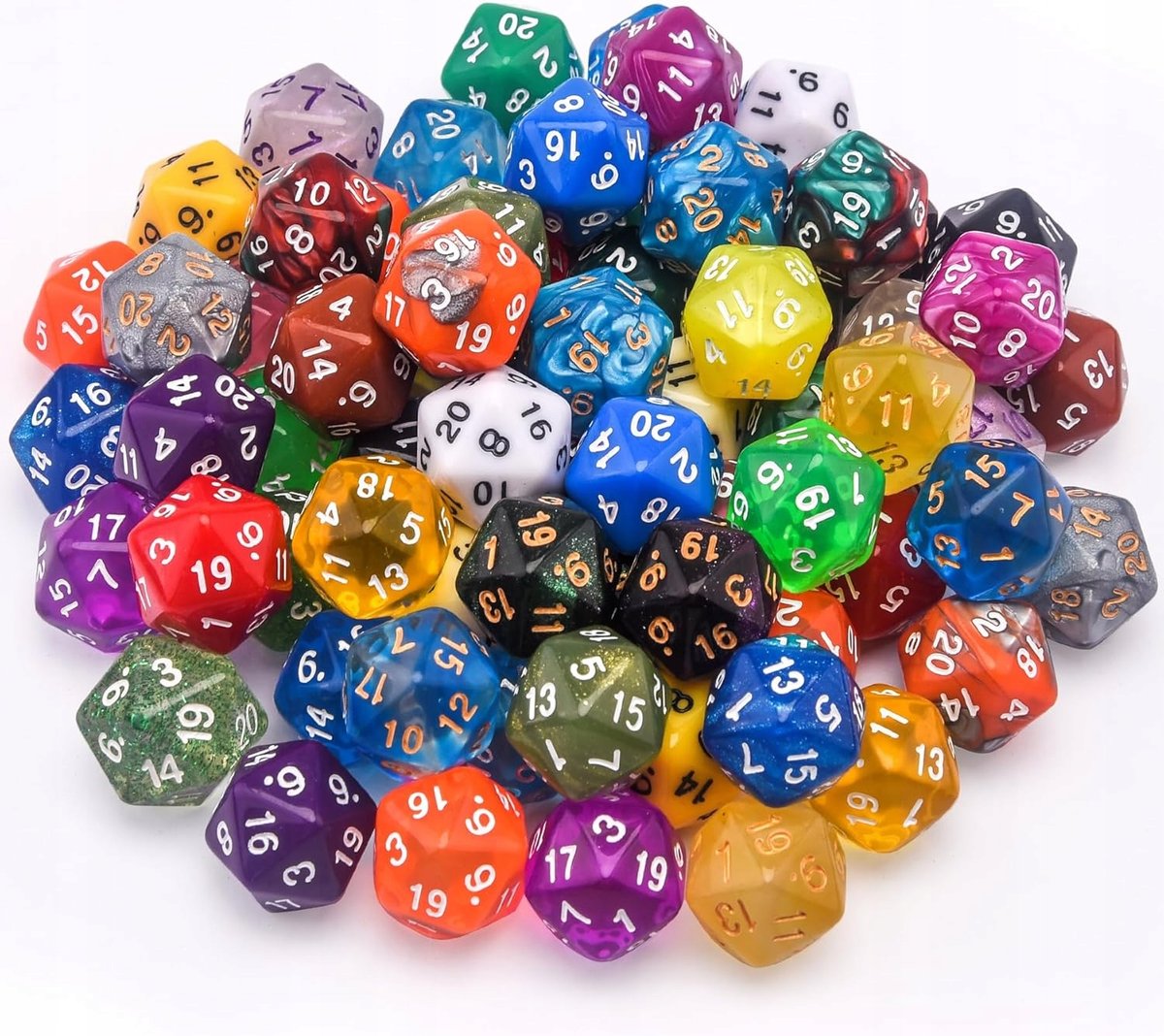 Kostki Kości Wielościenne do Gry Dungeons and Dragons Błyszczące Zestaw x70