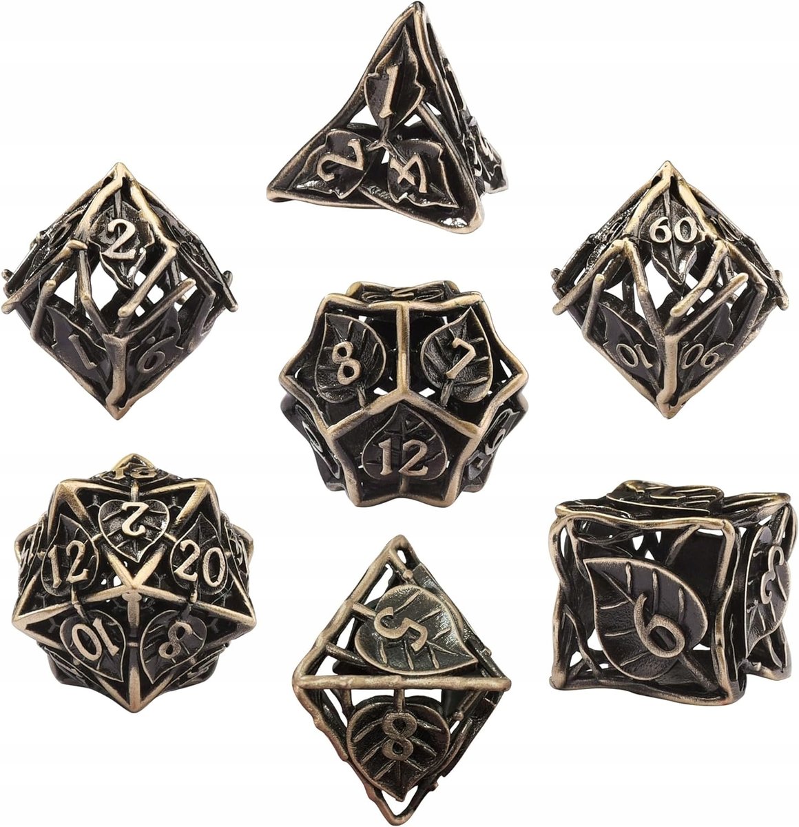 KOSTKI KOŚCI WIELOŚCIENNE DO GRY Dungeons and Dragons METALOWE ZESTAW 7 Szt
