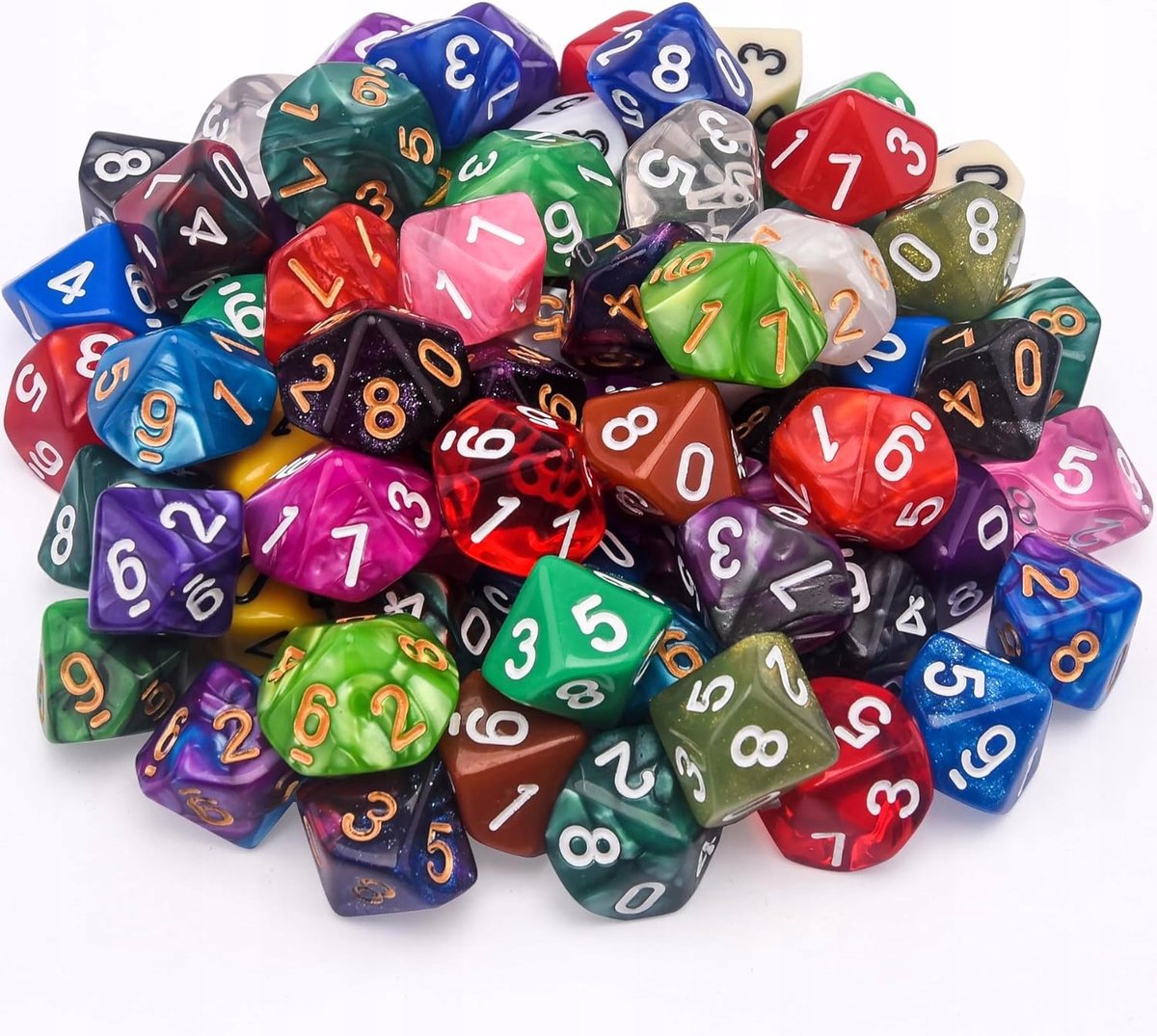 KOSTKI KOŚCI WIELOŚCIENNE DO GRY Dungeons and Dragons ZESTAW KOLOROWE 70SZT