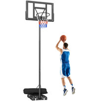 Kosz do koszykówki SPORTNOW Outdoor 135-305 cm, szybka regulacja wysokości, stojak do koszykówki z tablicą odporną na stłuczenie 110 x 70 cm, 2 kółkami i workiem na ciężarki Sportnow
