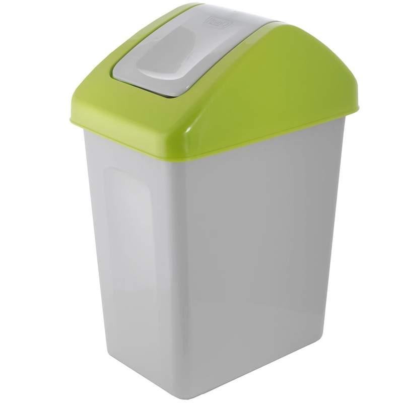 Kosz do segregacji śmieci z uchylną pokrywą Plastik 10 L zielony BRANQ