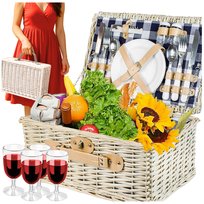 Kosz Koszyk Piknikowy Wiklinowy Z Termotorbą Sztućce