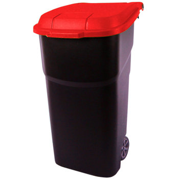 Kosz na odpady na kółkach Atlas 100 l czarno-czerwony ROTHO - Rotho