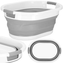 Kosz na pranie składany Springos miska wiaderko 24 L szaro-białe