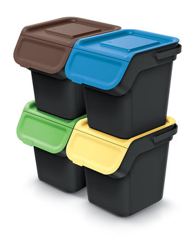 Kosz na śmieci KADDI Q SET- czarny - Prosperplast do segregacji all in one - PROSPERPLAST