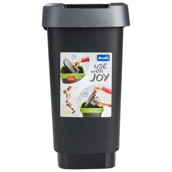 Kosz na śmieci swing 10 l Rotho Twist kolor czarno srebrny - Rotho