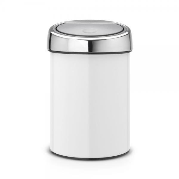 Kosz na śmieci z pokrywą BRABANTIA Touch Bin, biały, 3 l