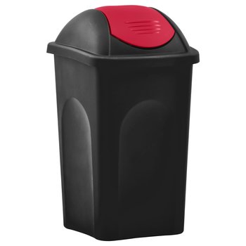 Kosz na śmieci z uchylną klapką, 60 L, czarno-czerwony - vidaXL