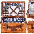 Kosz piknikowy dla 4 osób z wyposażeniem, zamykany, 42x27x20 cm wiklinowy, brązowy - Springos