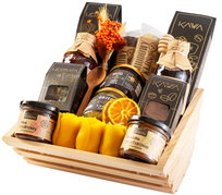 Kosz prezentowy ekskluzywny zestaw prezent herbata kawa miody syrop premium