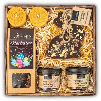 Kosz Prezentowy Wielkanocny Prezent;Świece;Czekolada