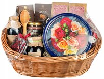 Kosz Prezentowy Wiklinowy;Zestaw Z Ciastkami W Puszce;Prezent Dla Kobiety