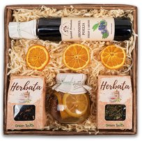 Kosz Prezentowy Z Herbatami;Cytrynami W Syropie I Naturlanym Syropem