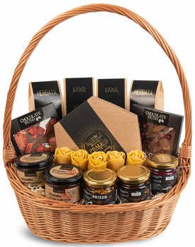 Kosz Prezentowy Z Produktami Miodowymi Gourmet;Zestaw Prezentowy Słodycze Miodowe