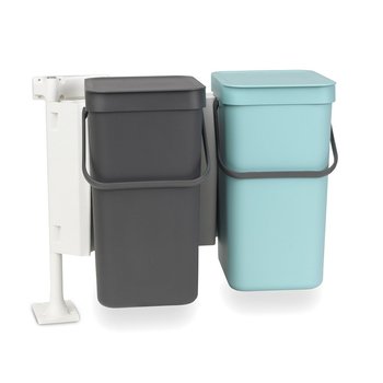 Kosz szafkowy do segregacji odpadów BRABANTIA Sort-Go, miętowo-szary, 2x12 l - BRABANTIA