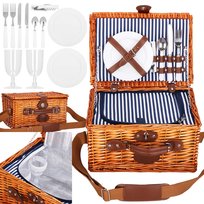 Kosz termiczny piknikowy dla 2 osób, z wyposażeniem 37x27x20 cm wiklinowy, brązowy