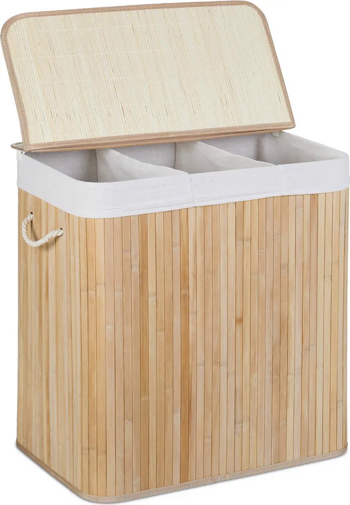 RELAXDAYS Relaxdays Biały Kosz Wolnostojący Na Pranie Kosz Łazienkowy 3 Przegrody 120L Gr217