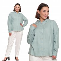 Koszula Damska Lniana Z Długim Rękawem Lekka Klasyczna Wygodna Moraj 3Xl Green