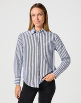 KOSZULA DAMSKA SZARA PASKI WRANGLER 112362597 1 PKT SHIRT NAVY M Wrangler