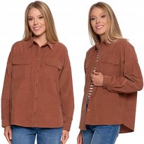 Koszula Damska Sztruksowa Luźna Bawełniana Z Kieszeniami Moraj Xxl/3Xl Beige