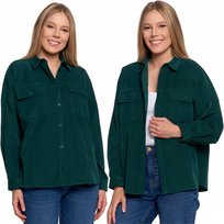 Koszula Damska Sztruksowa Luźna Bawełniana Z Kieszeniami Moraj Xxl/3Xl Dark Green