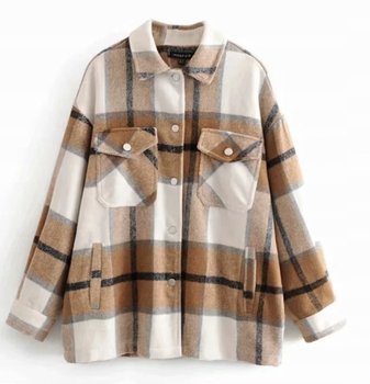 Koszula Damska W Kratę M Długi Rękaw Brązowa - Inna marka