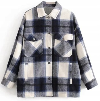 Koszula Damska W Kratę M Długi Rękaw Niebieska - Inna marka