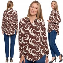 Koszula Damska Wiskozowa Oversize Wydłużony Tył Guziki Luźna 4XL/5XL MORAJ