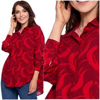 Koszula Damska Wiskozowa Oversize Wydłużony Tył Guziki Luźna L/XL MORAJ