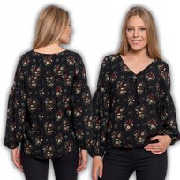 Koszula Damska Z Bufiastymi Rękawami Dekolt V Miękka Wygodna Moraj Xxl Patt 1