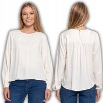 Koszula Damska Z Długim Rękawem Subtelnym Haftem Wygodna Moraj Xl Off White